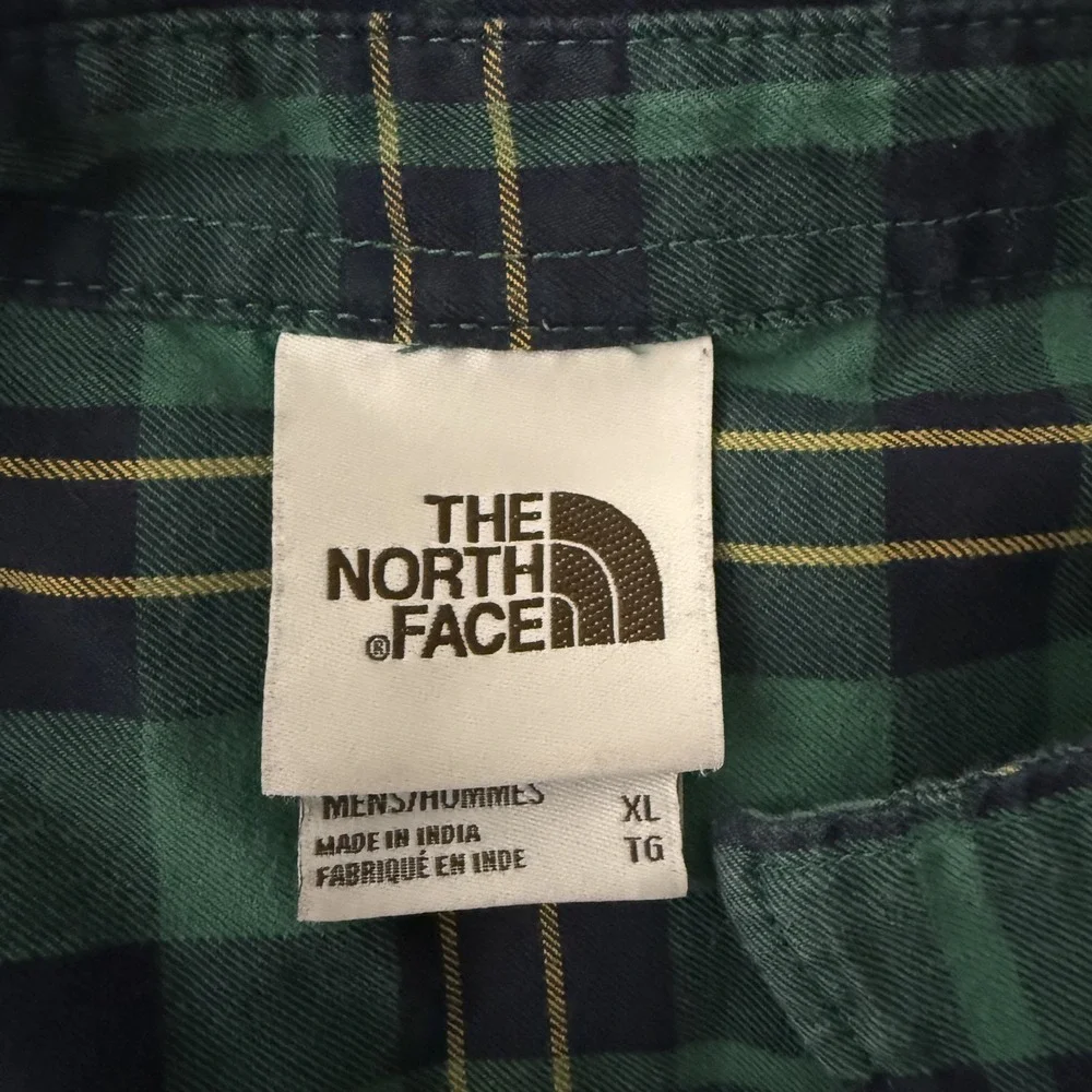 The‎ North Face Mens Plaid Flannel Shirt Green Blue Long Sleeve Button Up XL